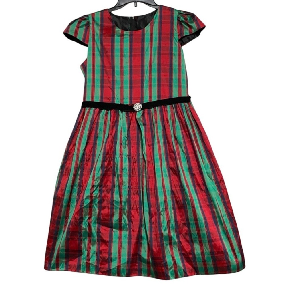 Kid's Dream‎ Plaid Dress Size 20.5 Red Green Girls Rhinestone Holiday EXCELLENT